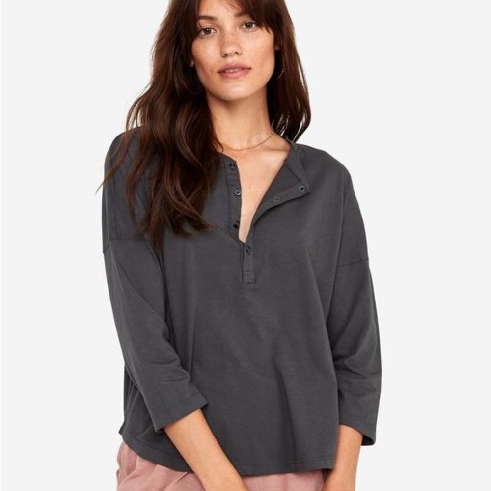 MATE the Label Classic Henley in Charcoal
